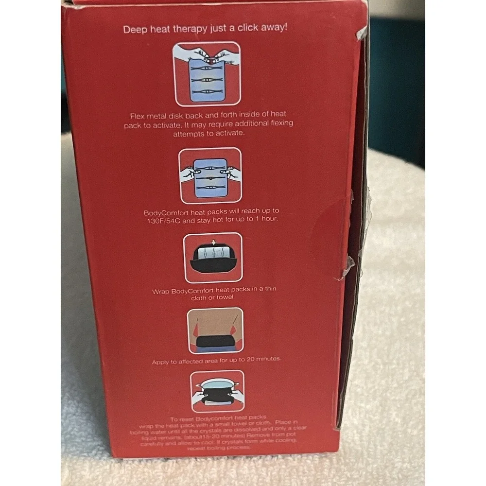 Body Comfort Reusable Therapeutic Heat Packs Sports 6‎ Piece Open Box